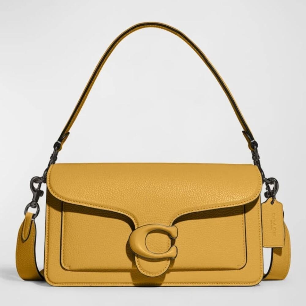 Coach Tabby mustard yellow pebbled leather shoulder bag purse L2222-CH785